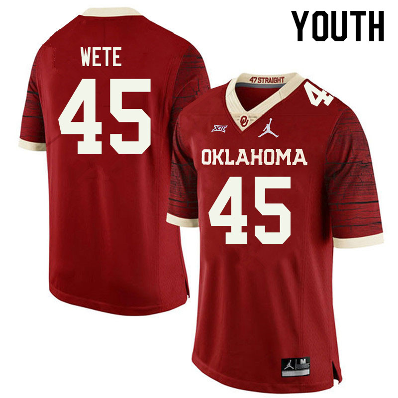 Jordan Brand Youth #45 Joseph Wete Oklahoma Sooners College Football Jerseys Sale-Retro